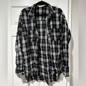 Abercrombie and fitch thin flannel paneled black and white size L